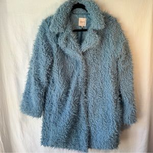 Candie’s Women’s Baby Blue Faux Fur Long Warm Winter Coat Size S with Pockets